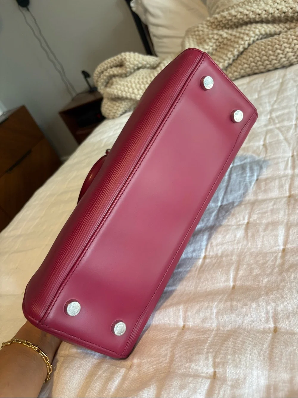 Louis Vuitton Brea MM Burgundy/Pink Epi Leather Satchel with Scarf Accent, VGUC!